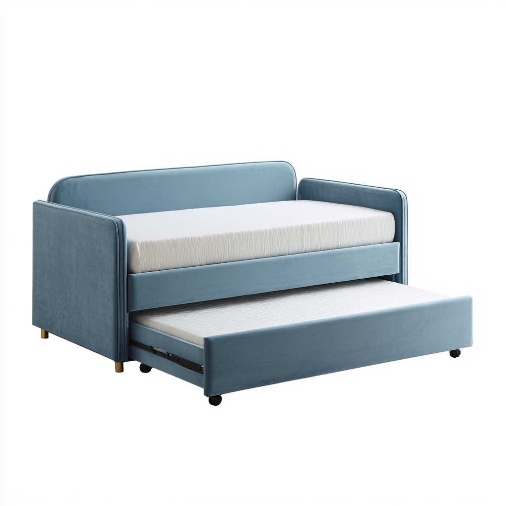 Divano letto in velluto 205x100x90 cm - azzurro - design moderno con letto estraibile per soggiorno o camera-Homeixe