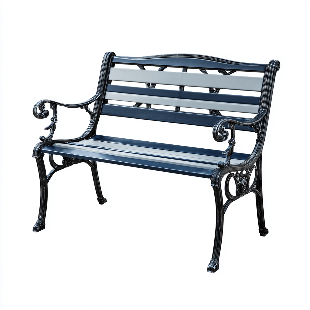 Panca da giardino in ghisa e acciaio verniciato 125x60x80 cm - nero - stile classico e resistente-Homeixe