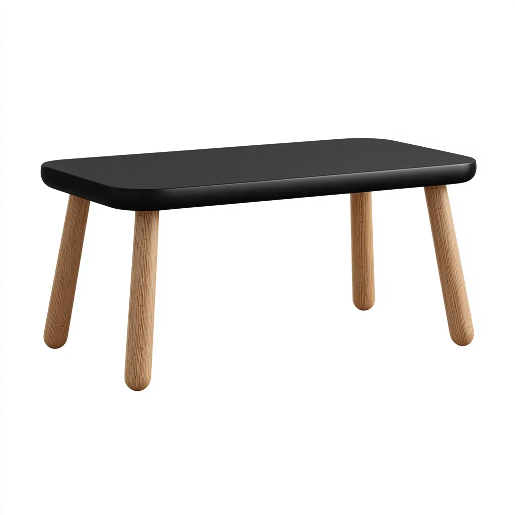 Tavolo da pranzo rettangolare in legno 110x60x45 cm - nero-naturale - gambe in rovere - design scandinavo minimalista-Homeixe