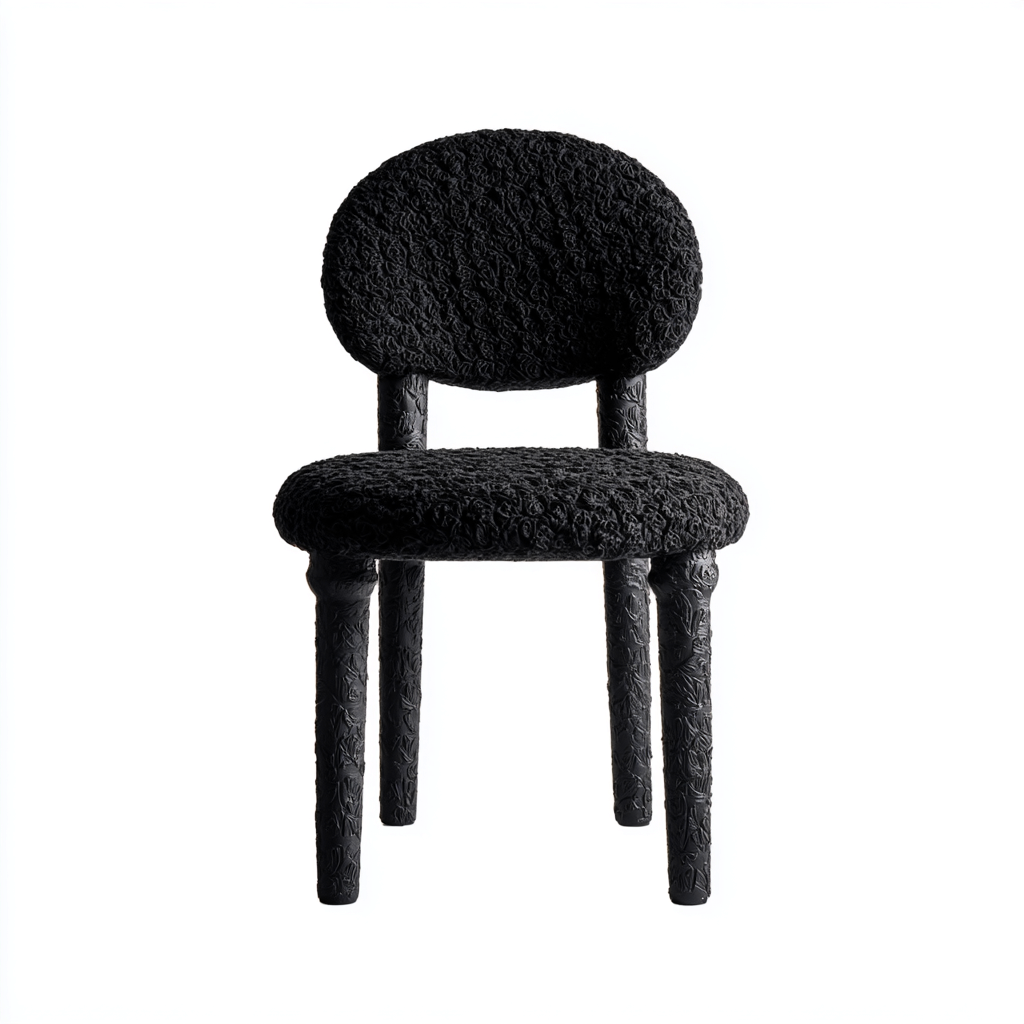 Sedia da pranzo tessuto bouclé e metallo - 50x52x80 cm - nero - design moderno-Homeixe
