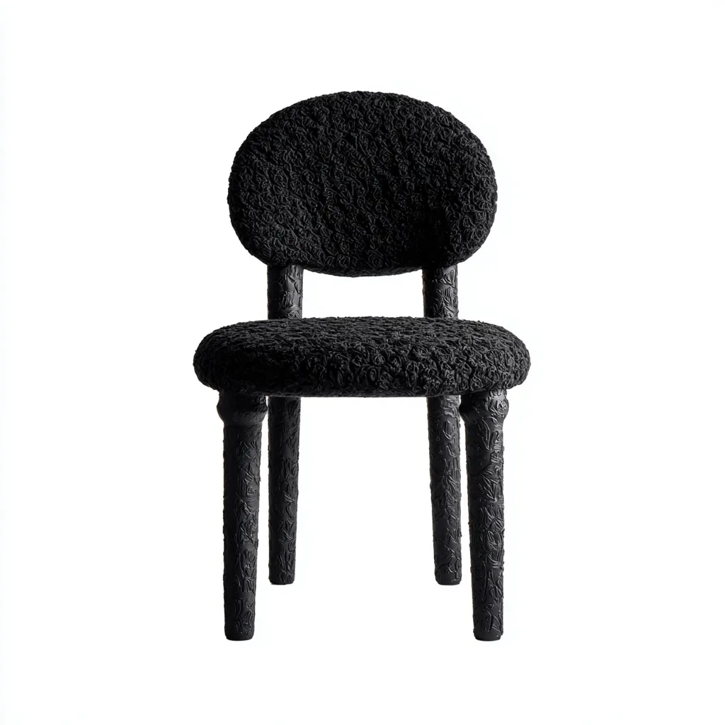 Sedia da pranzo tessuto bouclé e metallo - 50x52x80 cm - nero - design moderno-Homeixe
