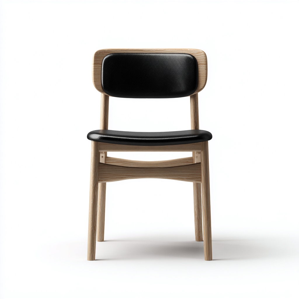 Sedia da pranzo con seduta in similpelle e struttura in legno 45x52x82 cm - nero-naturale - design scandinavo-Homeixe