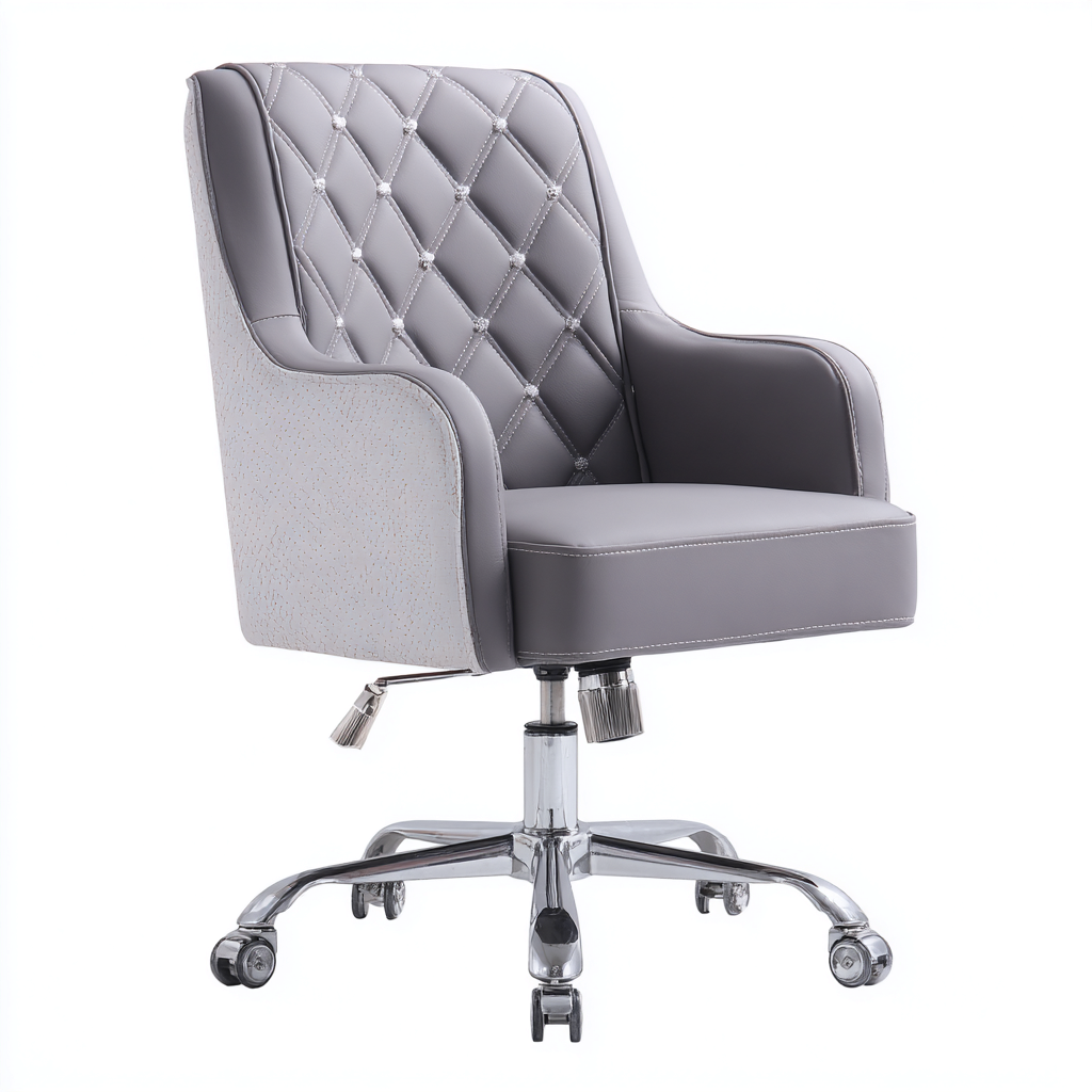 Sedia da ufficio in similpelle 60x58x90 cm - grigio - stile elegante-Homeixe