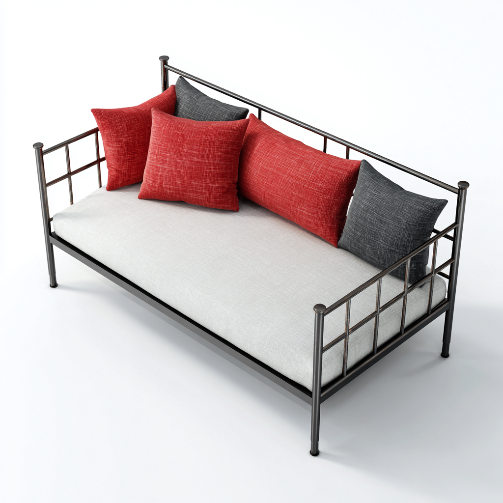 Divano letto in metallo - 200x95x90 cm - nero - design minimalista moderno-Homeixe