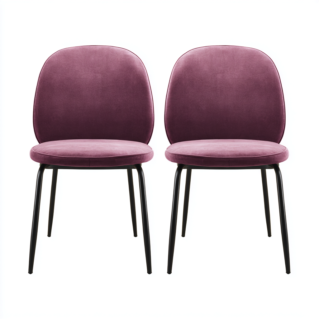 Sedia da pranzo in velluto con gambe in metallo - 54x46x83 cm - rosa scuro - design moderno-Homeixe