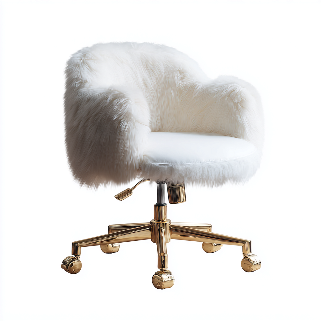 Sedia da ufficio in pelliccia sintetica 60x60x90 cm - bianca - design moderno-Homeixe