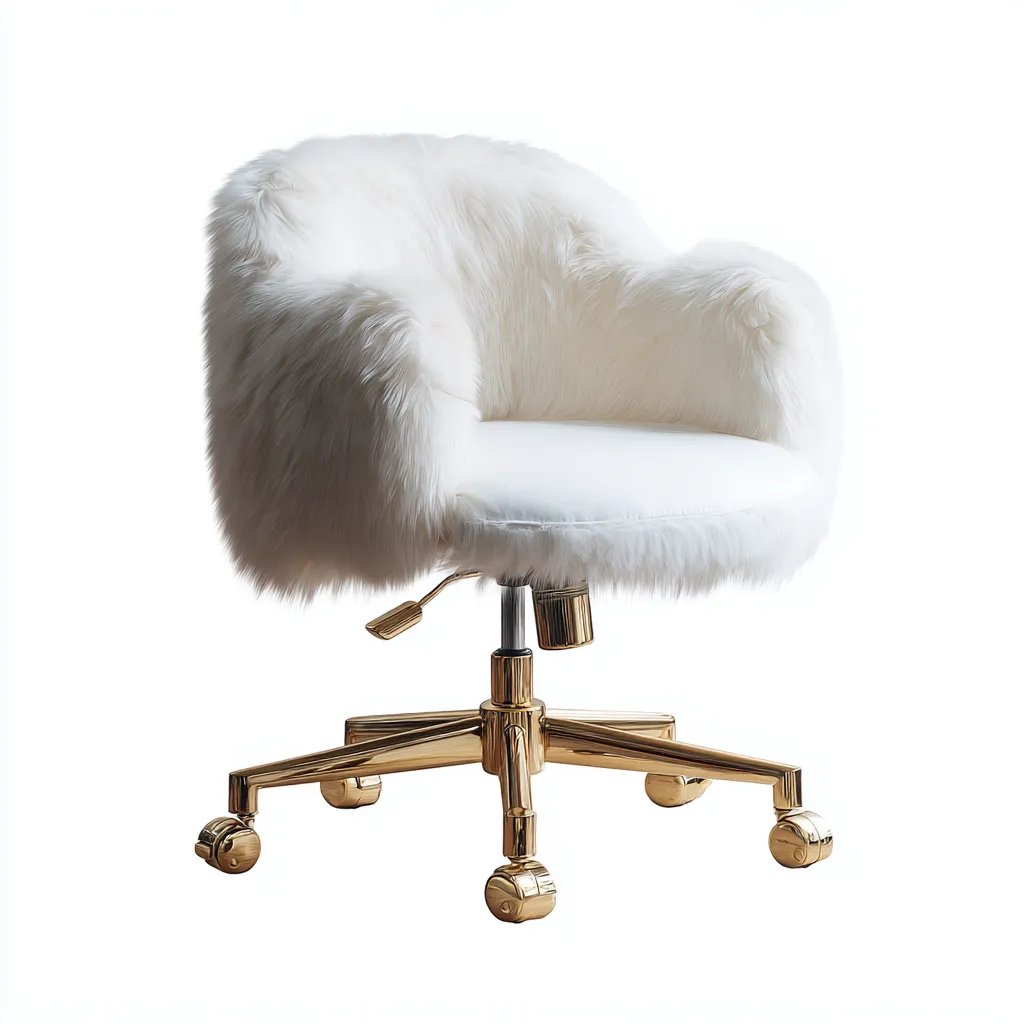 Sedia da ufficio in pelliccia sintetica 60x60x90 cm - bianca - design moderno-Homeixe