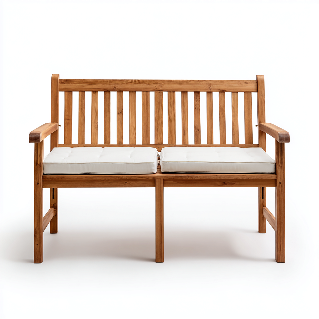 Panca da giardino in legno di teak 130x60x90 cm - legno naturale-beige - design classico con cuscini-Homeixe