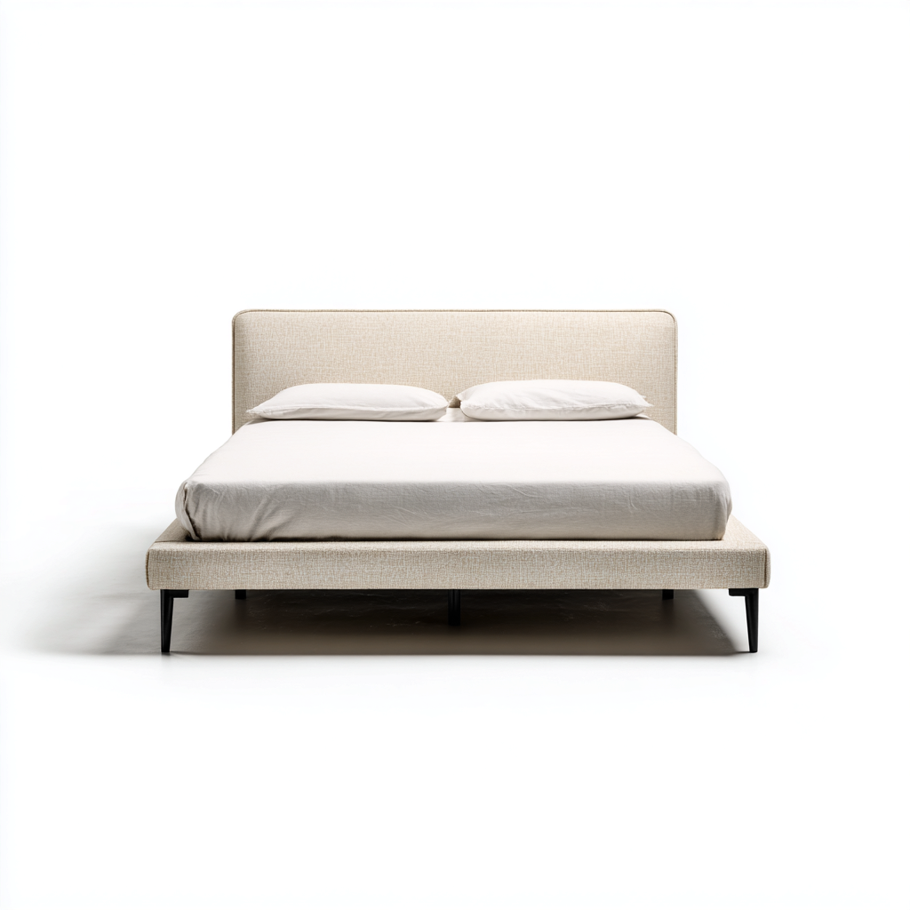 Letto matrimoniale 200x160x110 cm - rivestimento in tessuto beige chiaro con gambe nere - design moderno-Homeixe