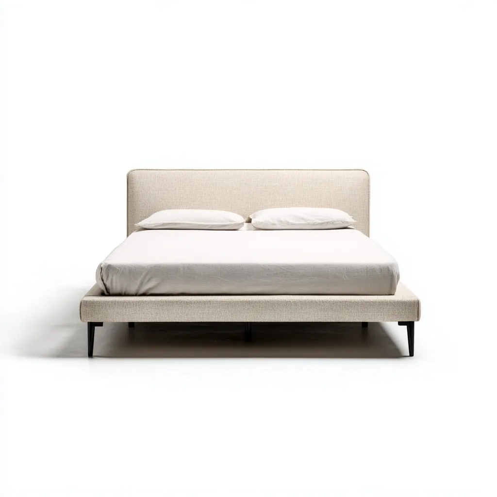 Letto matrimoniale 200x160x110 cm - rivestimento in tessuto beige chiaro con gambe nere - design moderno-Homeixe