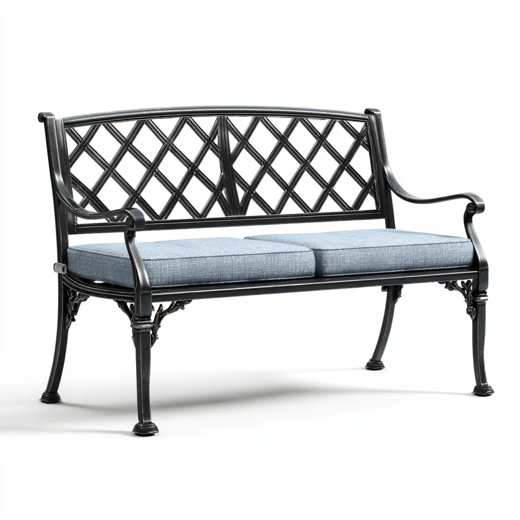 Panca da giardino in alluminio pressofuso - 125x60x90 cm - nero-blu - design elegante per esterni-Homeixe