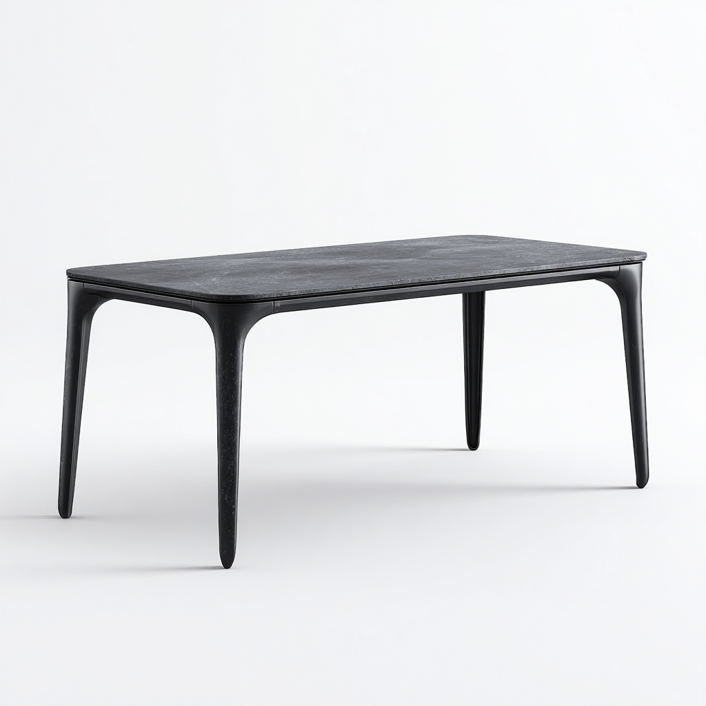 Tavolo da pranzo rettangolare in legno e metallo 160x85x75 cm - nero - gambe arrotondate - design moderno elegante-Homeixe