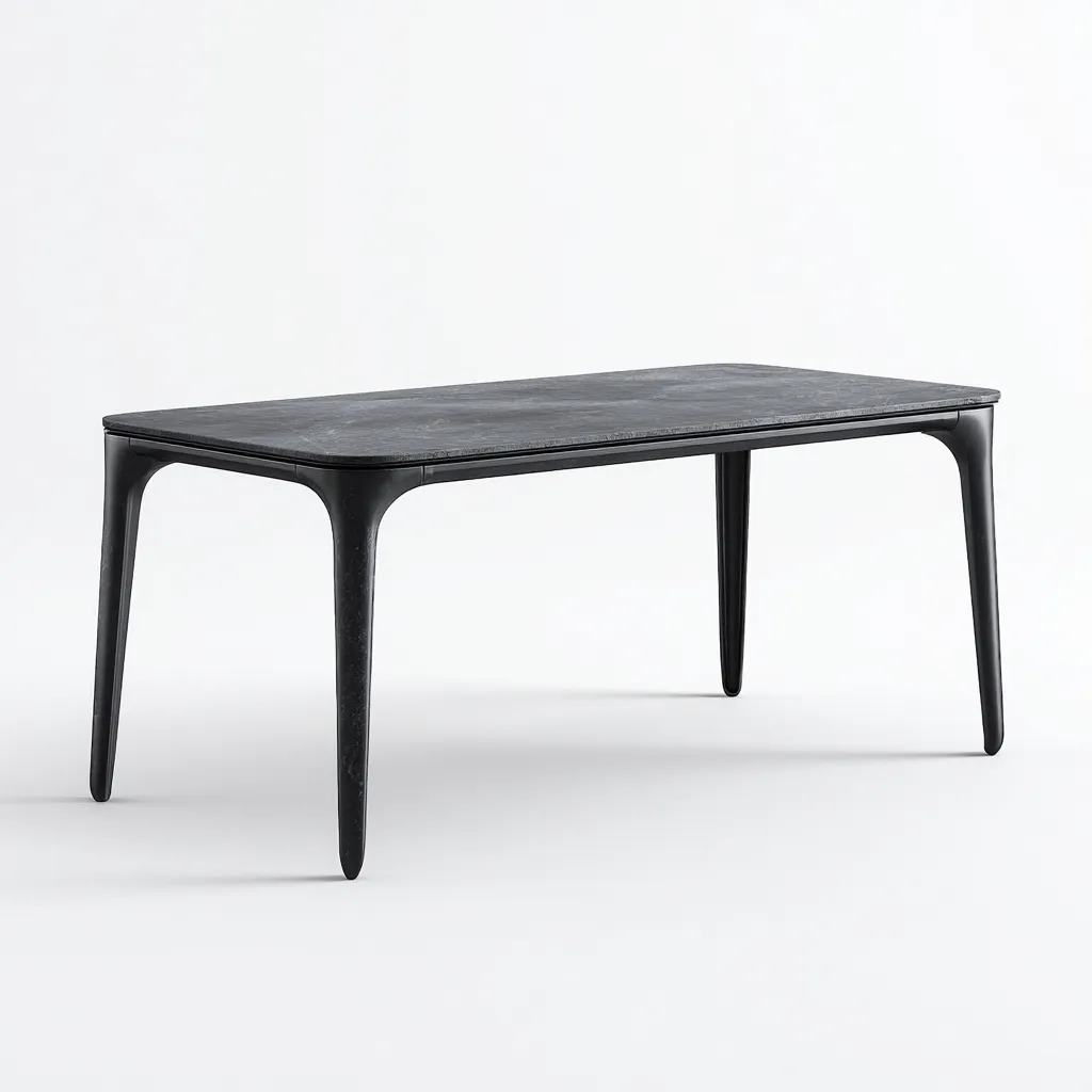 Tavolo da pranzo rettangolare in legno e metallo 160x85x75 cm - nero - gambe arrotondate - design moderno elegante-Homeixe