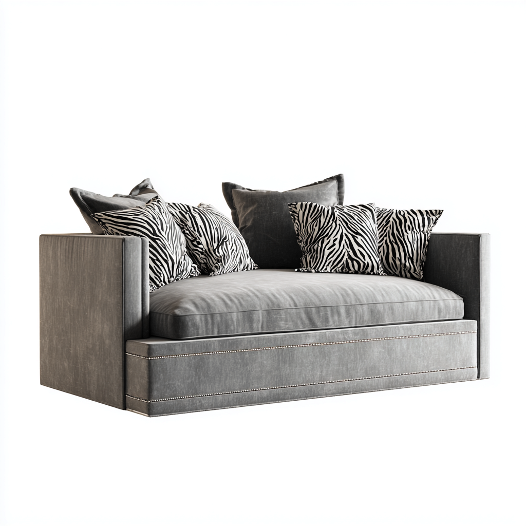 Divano letto in velluto - 200x100x90 cm - grigio - design moderno elegante-Homeixe