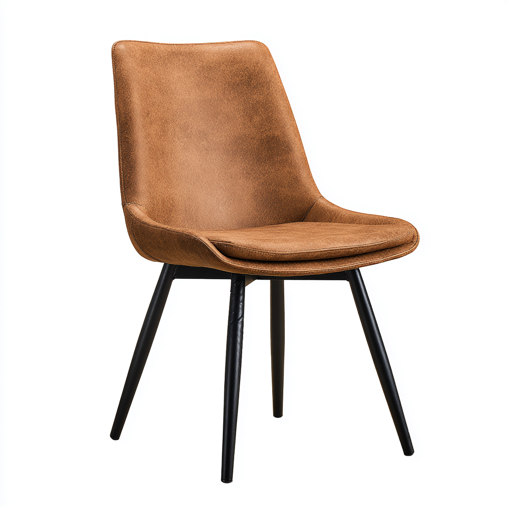 Sedia da pranzo similpelle e metallo - 48x54x85 cm - marrone - design industriale-Homeixe