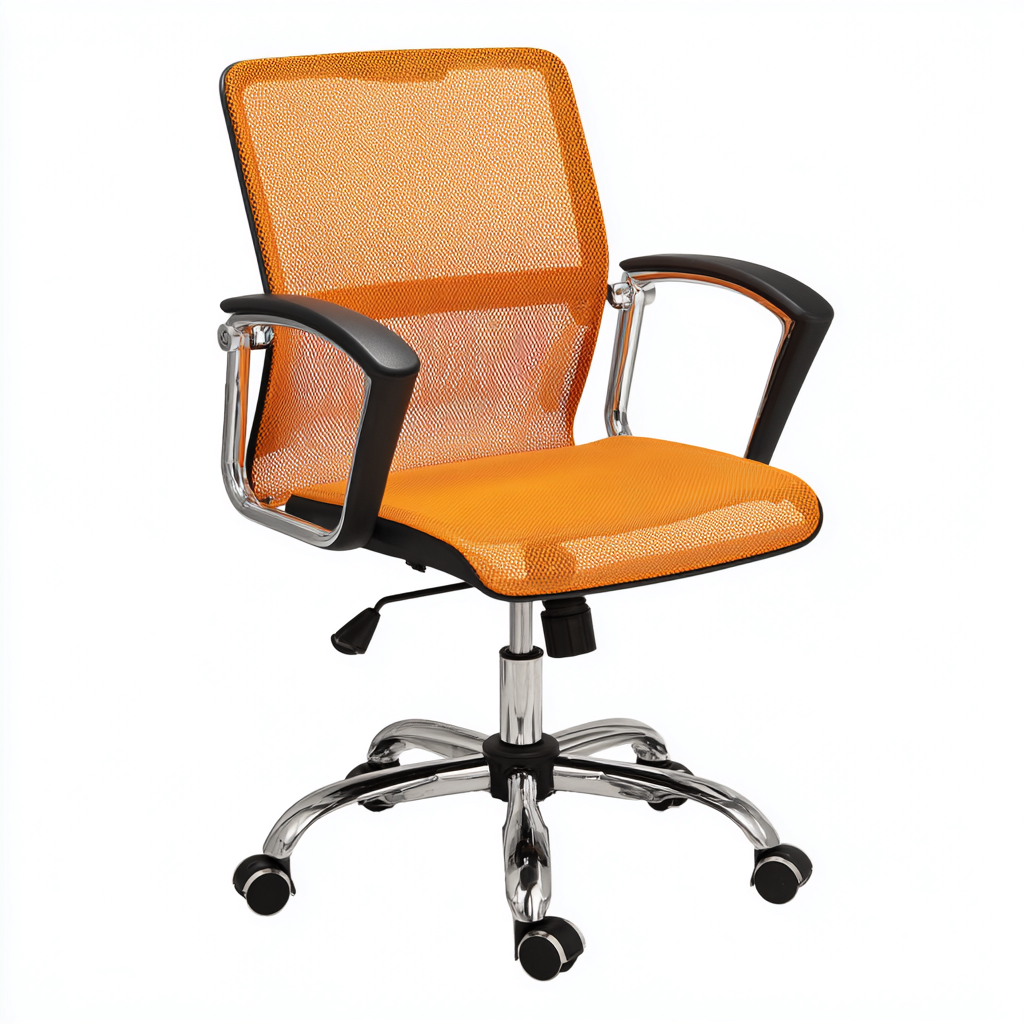 Sedia da ufficio con schienale in rete arancione 60x60x95 cm - arancione - design ergonomico-Homeixe