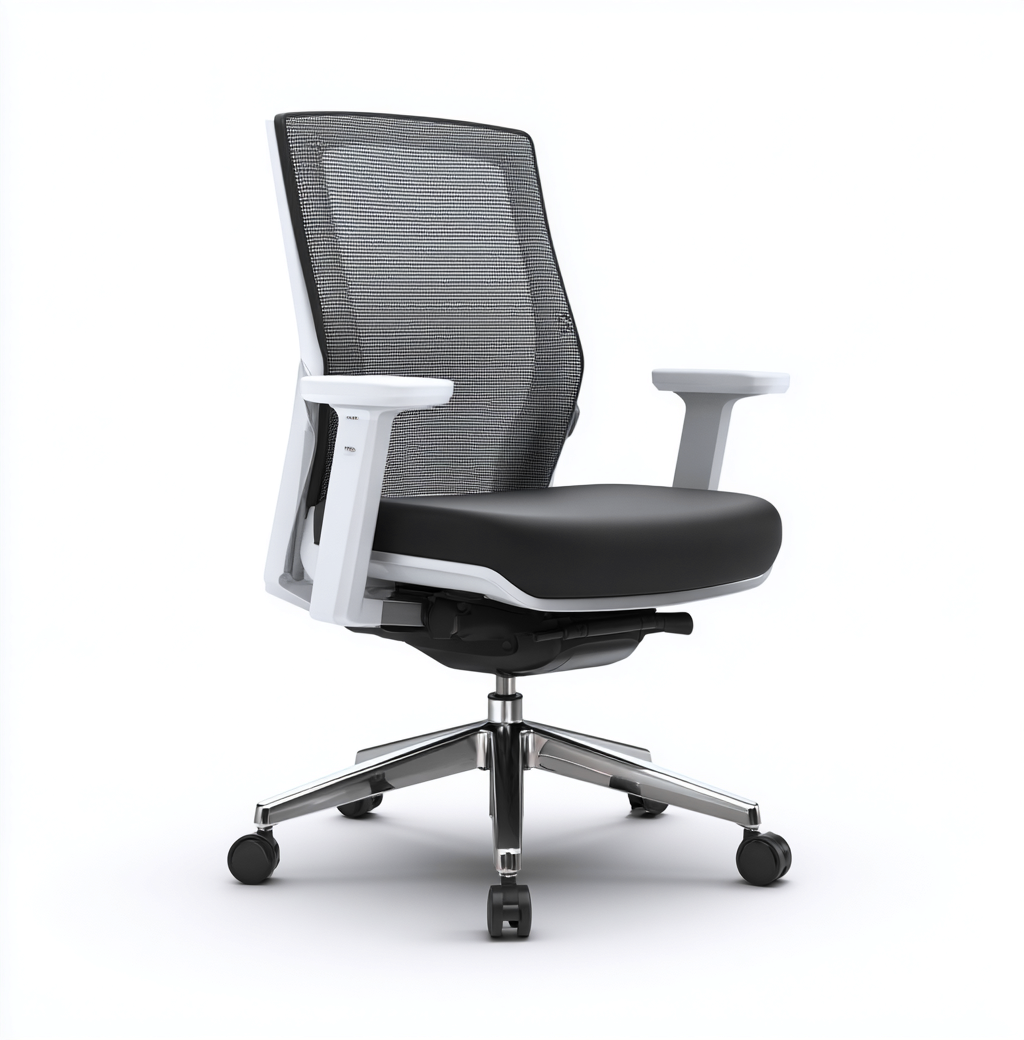 Sedia da ufficio in rete grigia e seduta nera 60x60x105 cm - bianca - design ergonomico-Homeixe