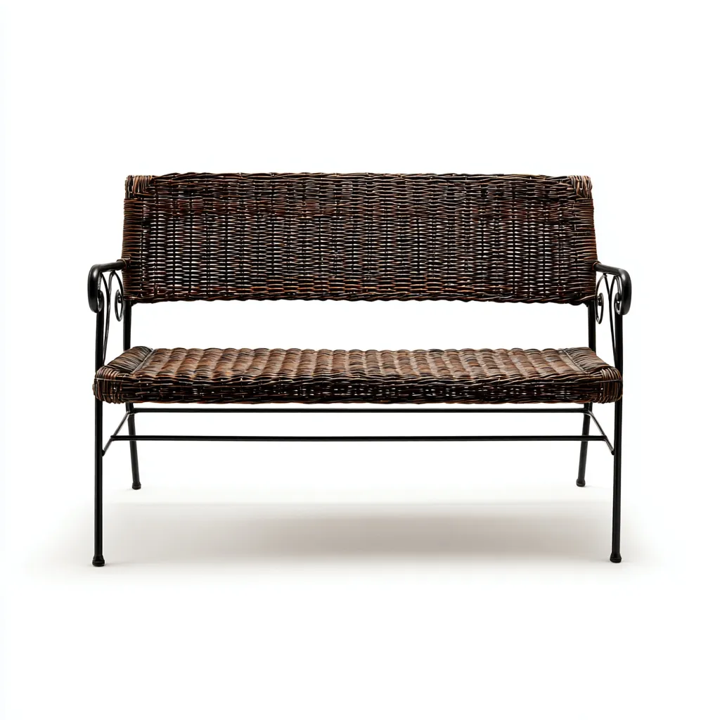 Panca da giardino in rattan sintetico con struttura in metallo - 120x60x90 cm - marrone-nero - design classico per esterni-Homeixe