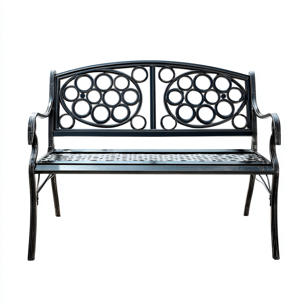 Panca da giardino in metallo - 125x60x90 cm - nero - design decorativo per esterni-Homeixe