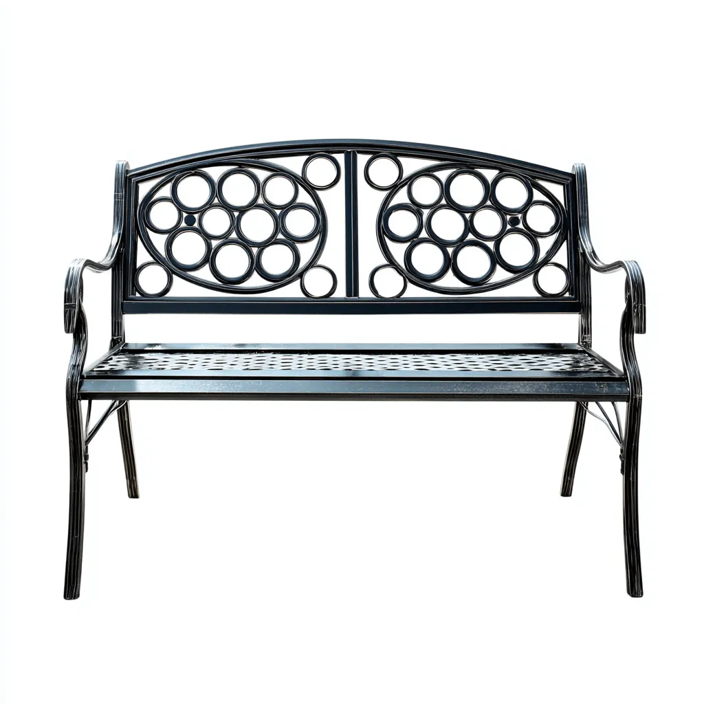 Panca da giardino in metallo - 125x60x90 cm - nero - design decorativo per esterni-Homeixe