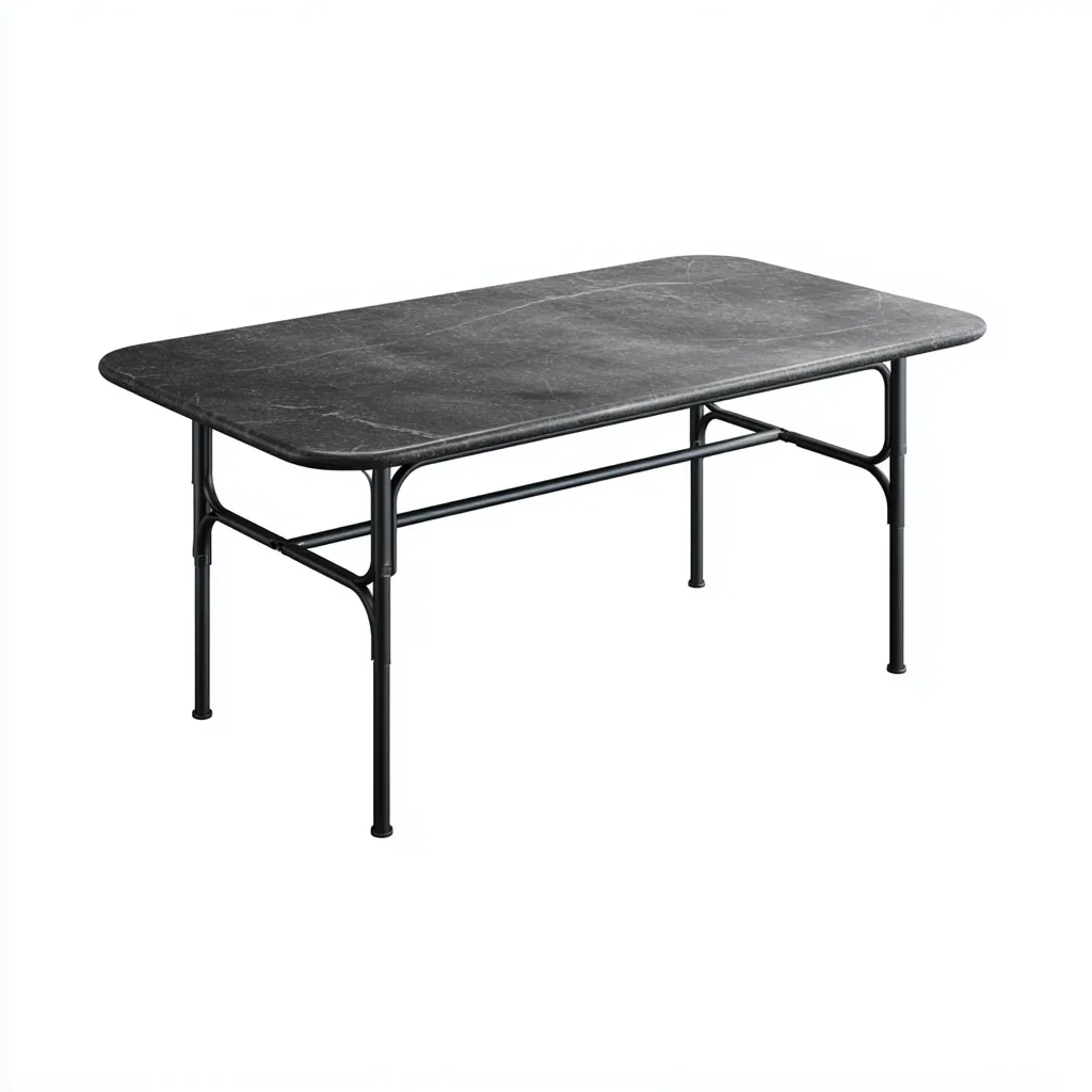 Tavolo da pranzo rettangolare in metallo e marmo - 160x90x75 cm - nero - design moderno-Homeixe