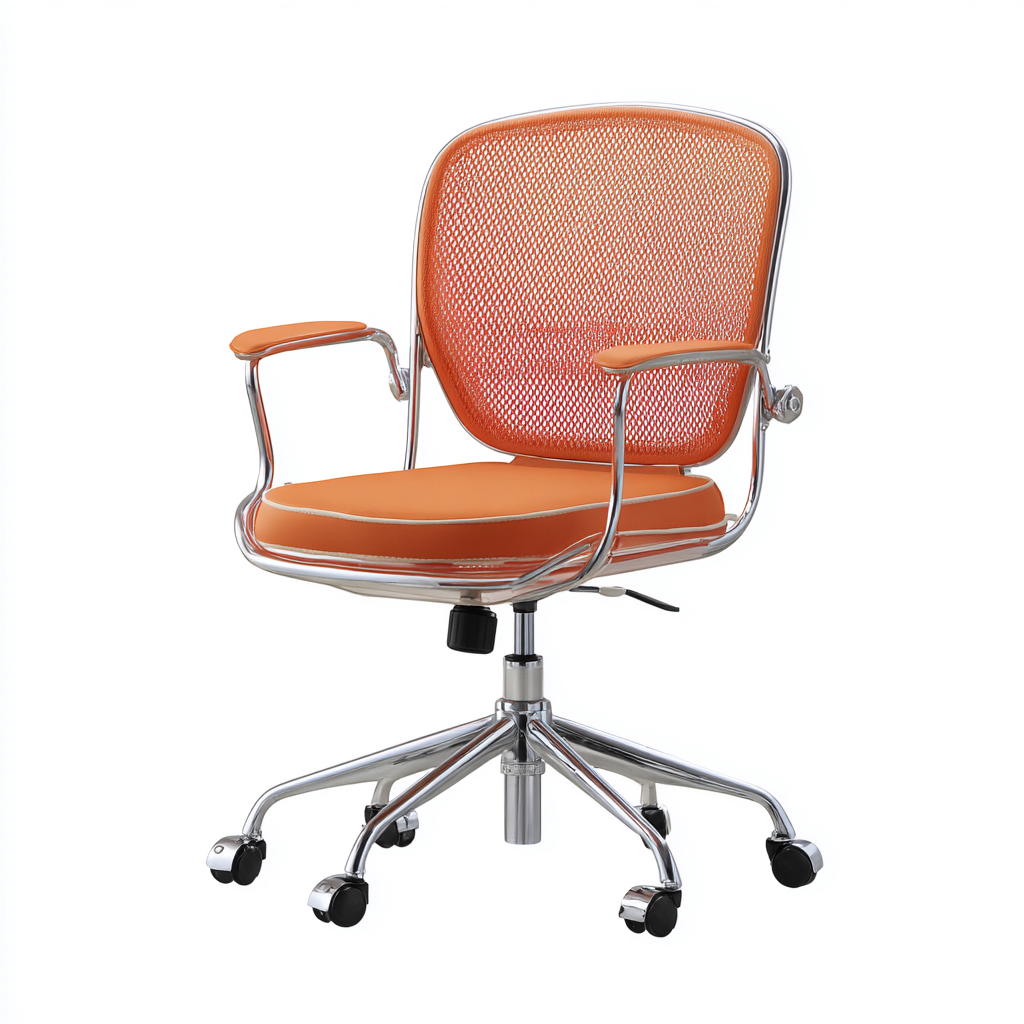 Sedia da ufficio in rete e similpelle 60x60x90 cm - arancione - design moderno-Homeixe