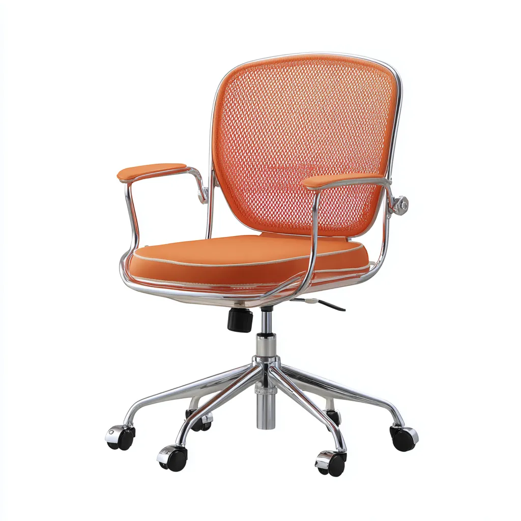 Sedia da ufficio in rete e similpelle 60x60x90 cm - arancione - design moderno-Homeixe