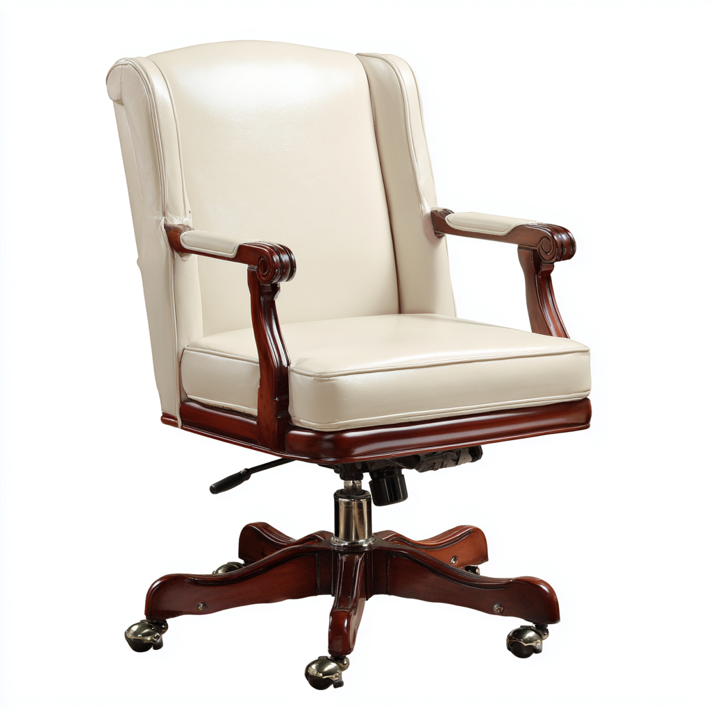 Sedia da ufficio in similpelle 65x70x105 cm - beige - design classico-Homeixe