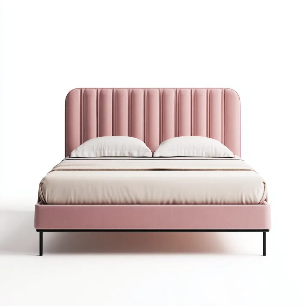 Letto matrimoniale in velluto rosa 160x200x95 cm - gambe in metallo nero - design moderno-Homeixe