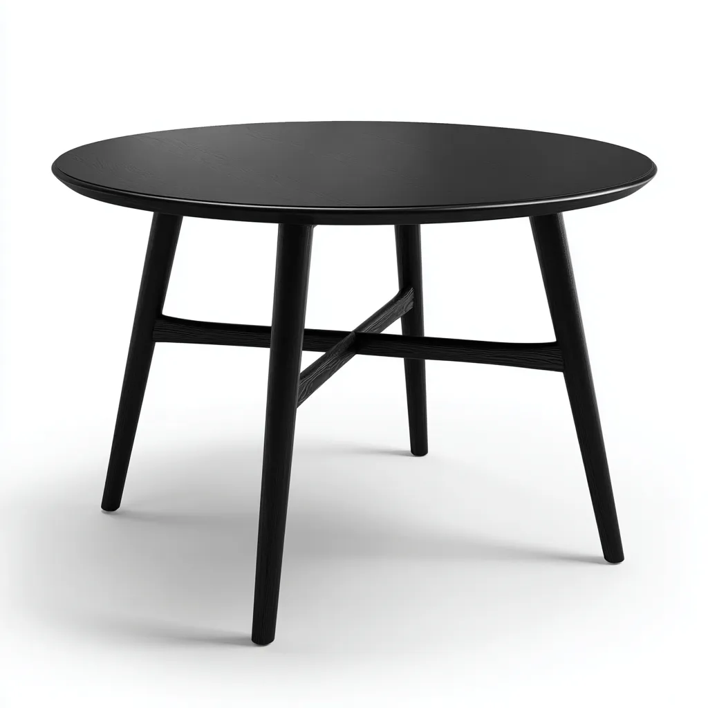 Tavolo da pranzo rotondo in legno 120x120x75 cm - nero - gambe incrociate - design scandinavo moderno-Homeixe