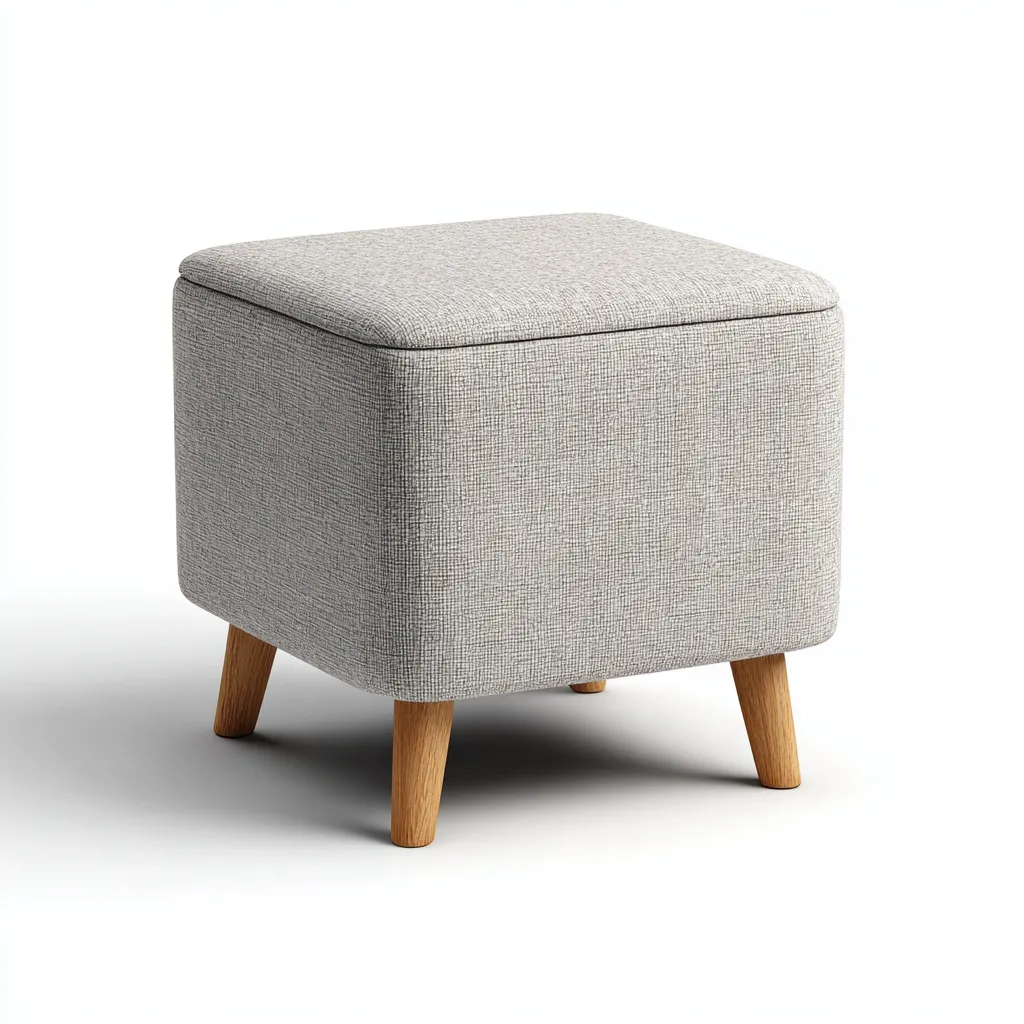 Poggiapiedi imbottito in tessuto 40x40x45 cm - grigio chiaro - design moderno e con vano contenitore-Homeixe