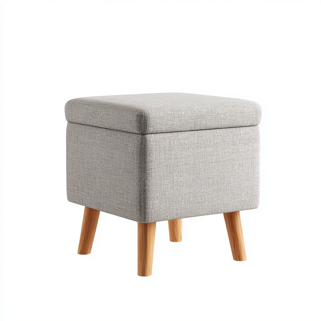 Poggiapiedi imbottito in tessuto 40x40x45 cm - grigio chiaro - design moderno-Homeixe