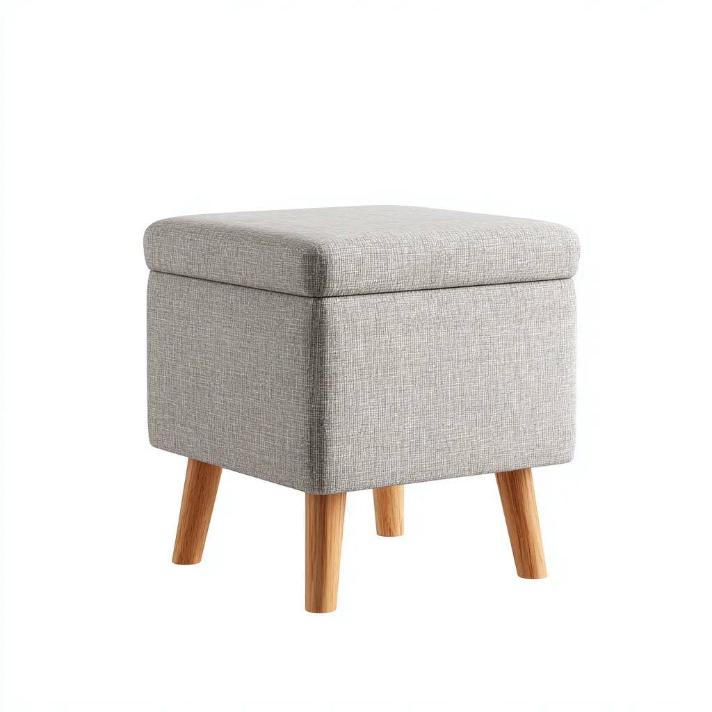 Poggiapiedi imbottito in tessuto 40x40x45 cm - grigio chiaro - design moderno-Homeixe