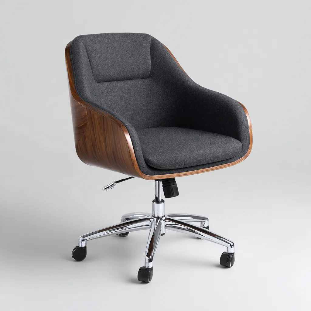 Sedia da ufficio in legno e tessuto 62x60x85 cm - grigio scuro - design moderno-Homeixe