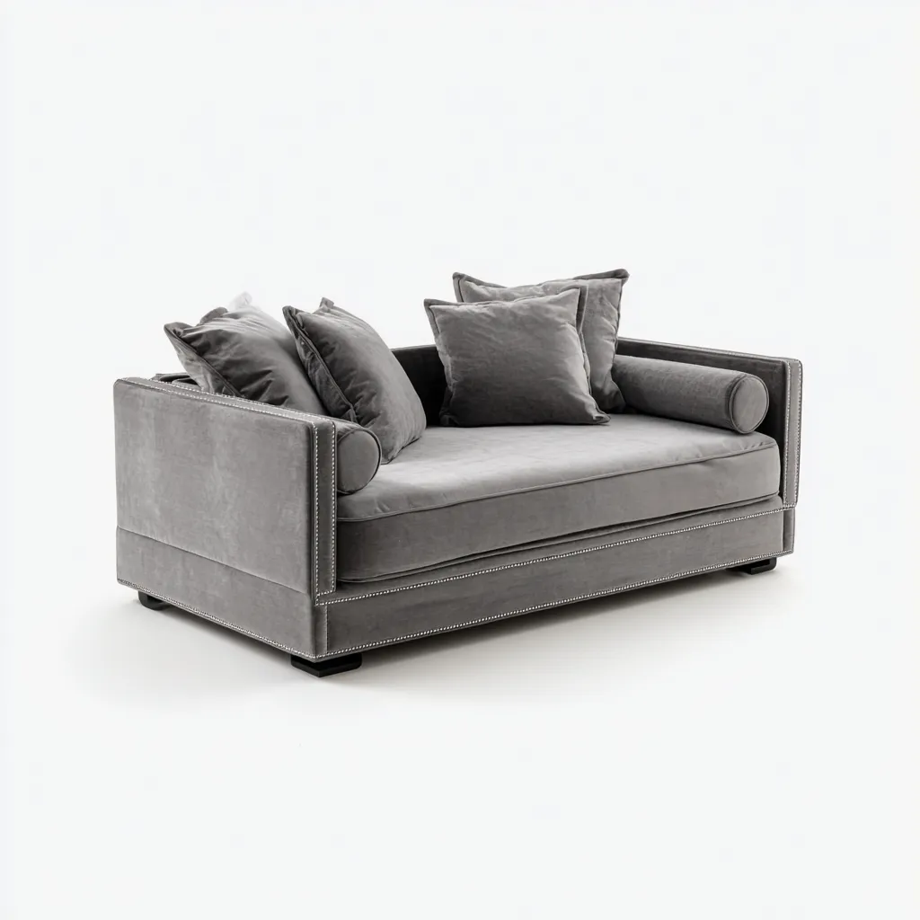 Divano letto in velluto 200x95x85 cm - grigio - design moderno imbottito per soggiorno o camera-Homeixe