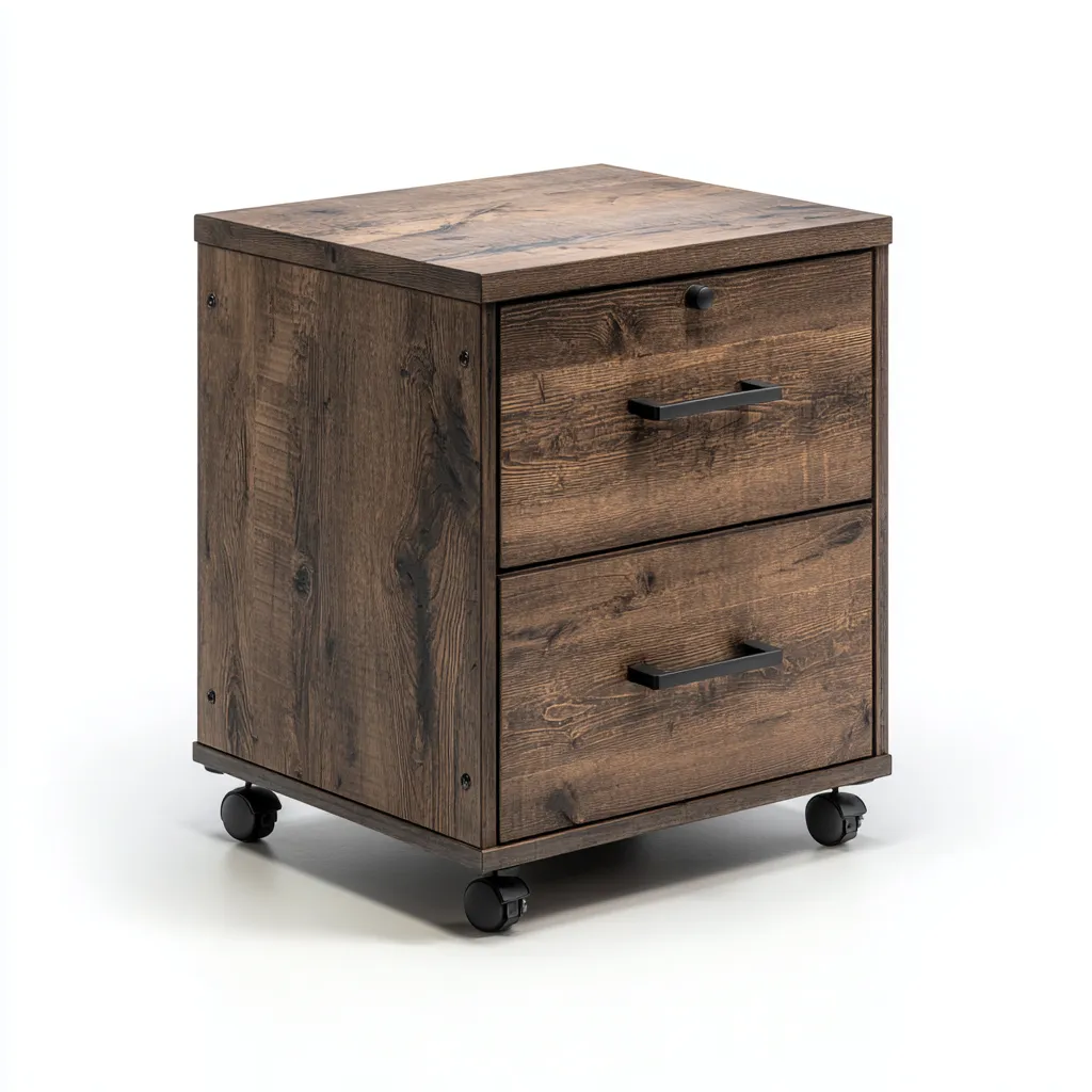 Armadio per ufficio in legno 45x40x60 cm - marrone scuro - con ruote - design industriale-Comfyify