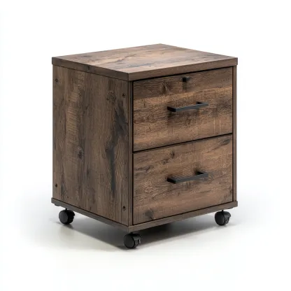 Armadio per ufficio in legno 45x40x60 cm - marrone scuro - con ruote - design industriale-Comfyify