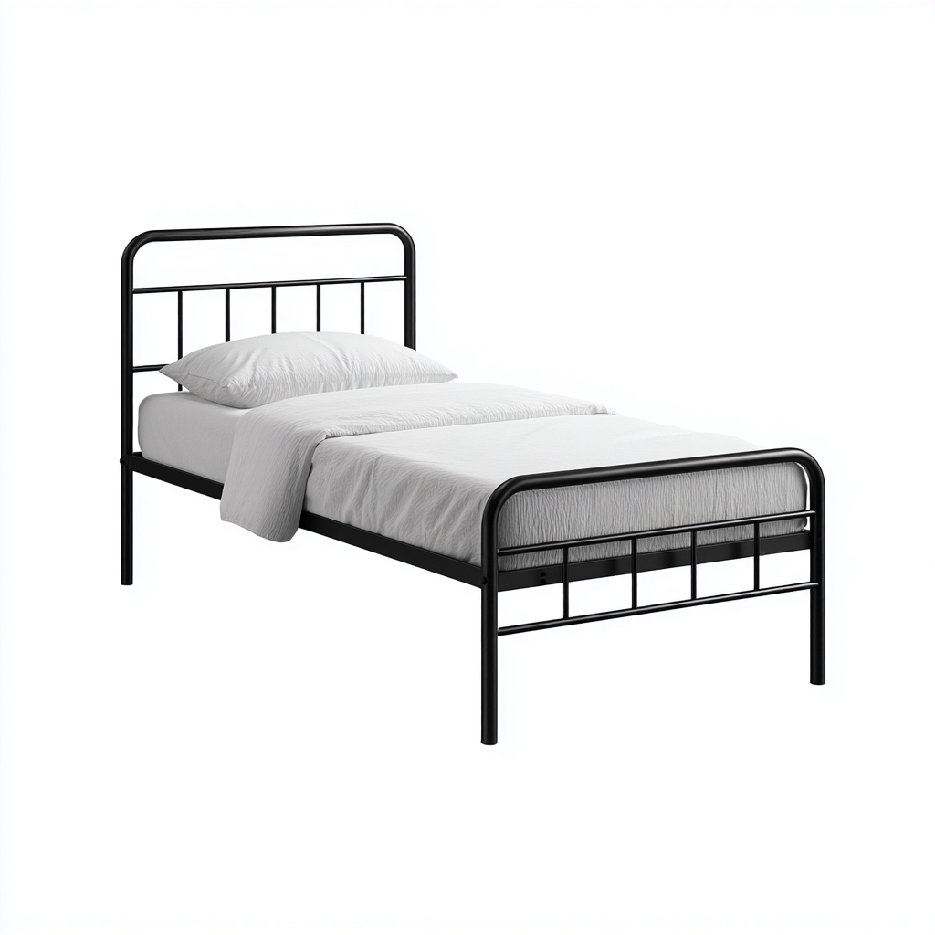 Letto singolo in metallo 200x100x95 cm - nero - design minimalista con testiera e pediera - stile moderno-Comfyify