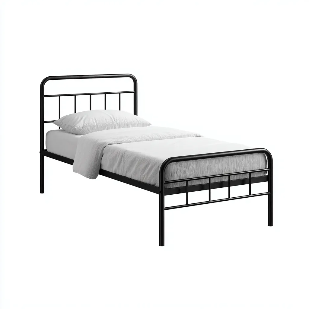 Letto singolo in metallo 200x100x95 cm - nero - design minimalista con testiera e pediera - stile moderno-Comfyify