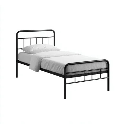 Letto singolo in metallo 200x100x95 cm - nero - design minimalista con testiera e pediera - stile moderno-Comfyify