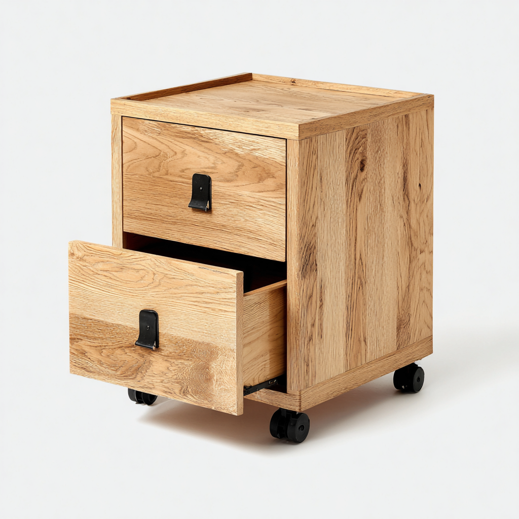 Armadio da ufficio in legno con ruote 45x45x65 cm - rovere naturale - stile moderno-Comfyify