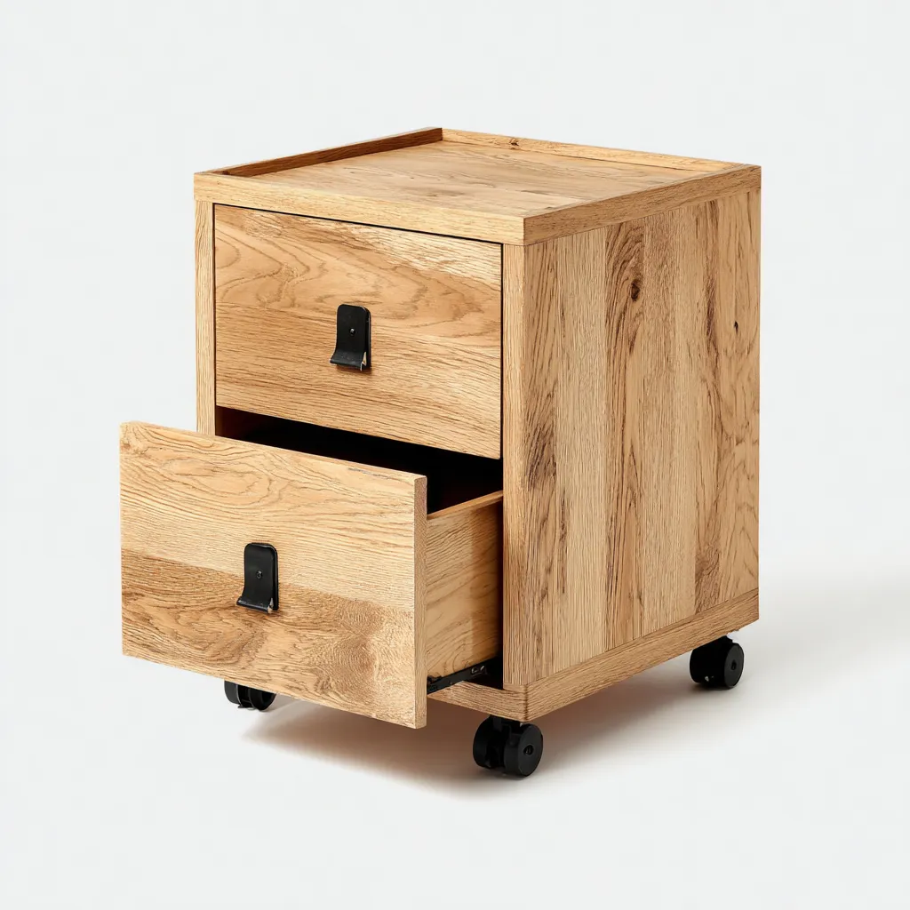 Armadio da ufficio in legno con ruote 45x45x65 cm - rovere naturale - stile moderno-Comfyify