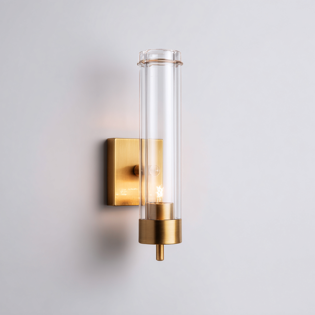 Applique da parete in metallo e vetro 10x12x35 cm - oro - design moderno-Comfyify