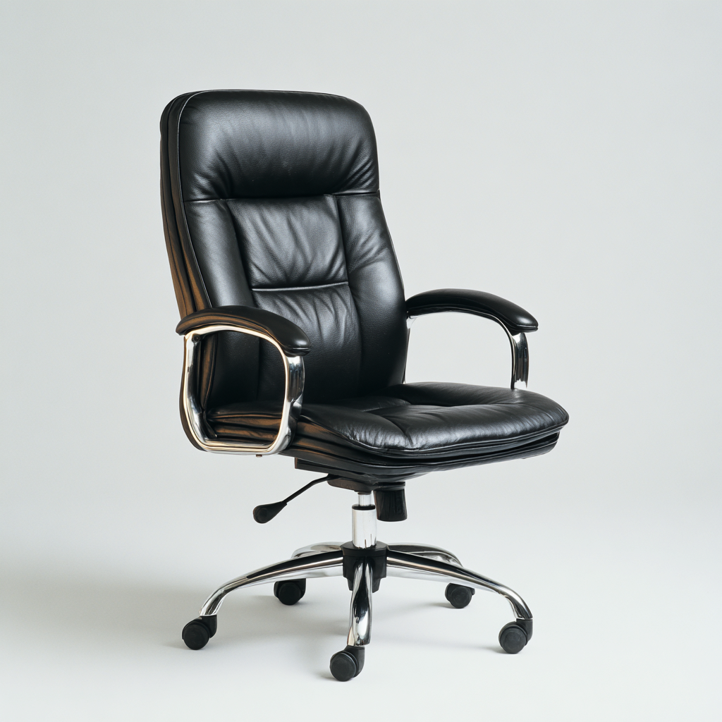 Sedia da ufficio in ecopelle imbottita con base in metallo cromato e ruote - 64x64x110 cm - nero - design ergonomico-Comfyify