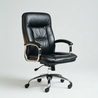 Sedia da ufficio in ecopelle imbottita con base in metallo cromato e ruote - 64x64x110 cm - nero - design ergonomico-Comfyify