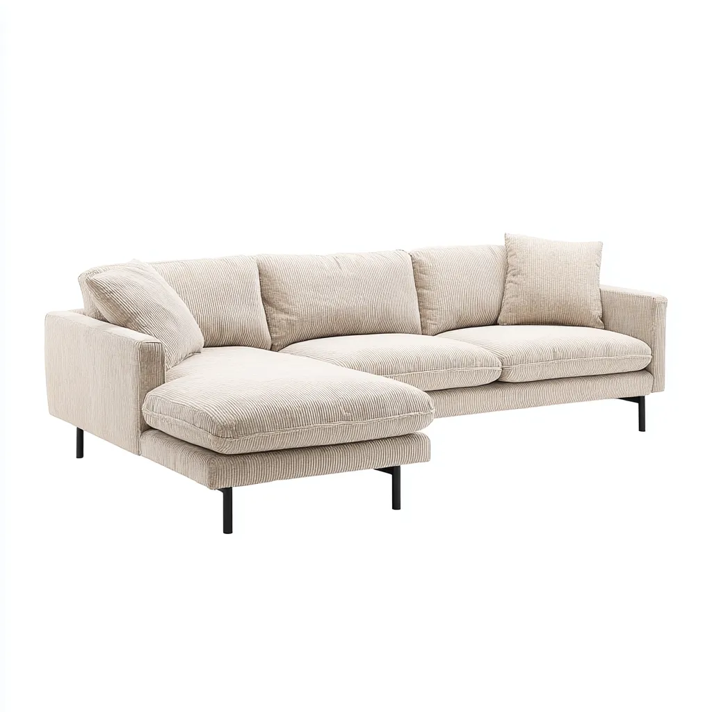 Divano angolare tessuto beige 280x175x85 cm - design moderno-Comfyify