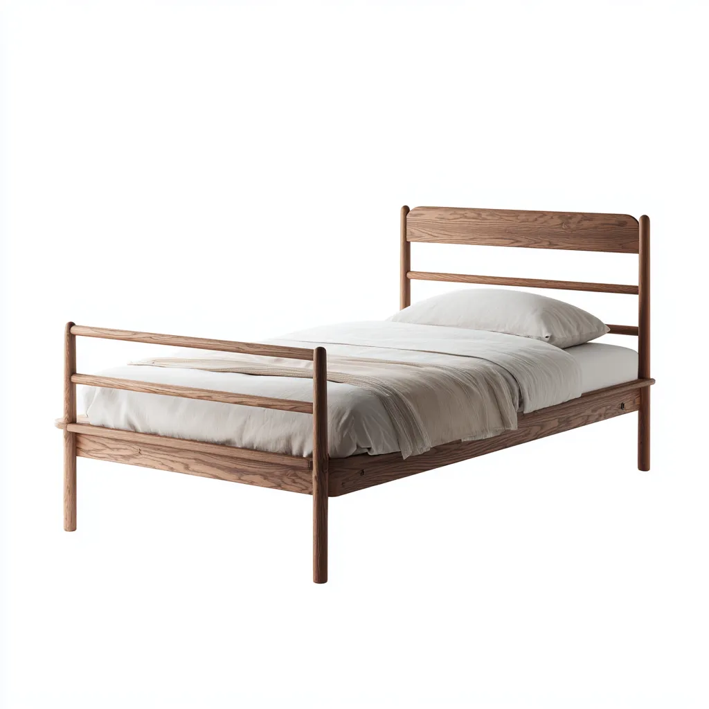 Letto singolo in legno 200x100x95 cm - noce - stile minimalista per camera da letto-Comfyify