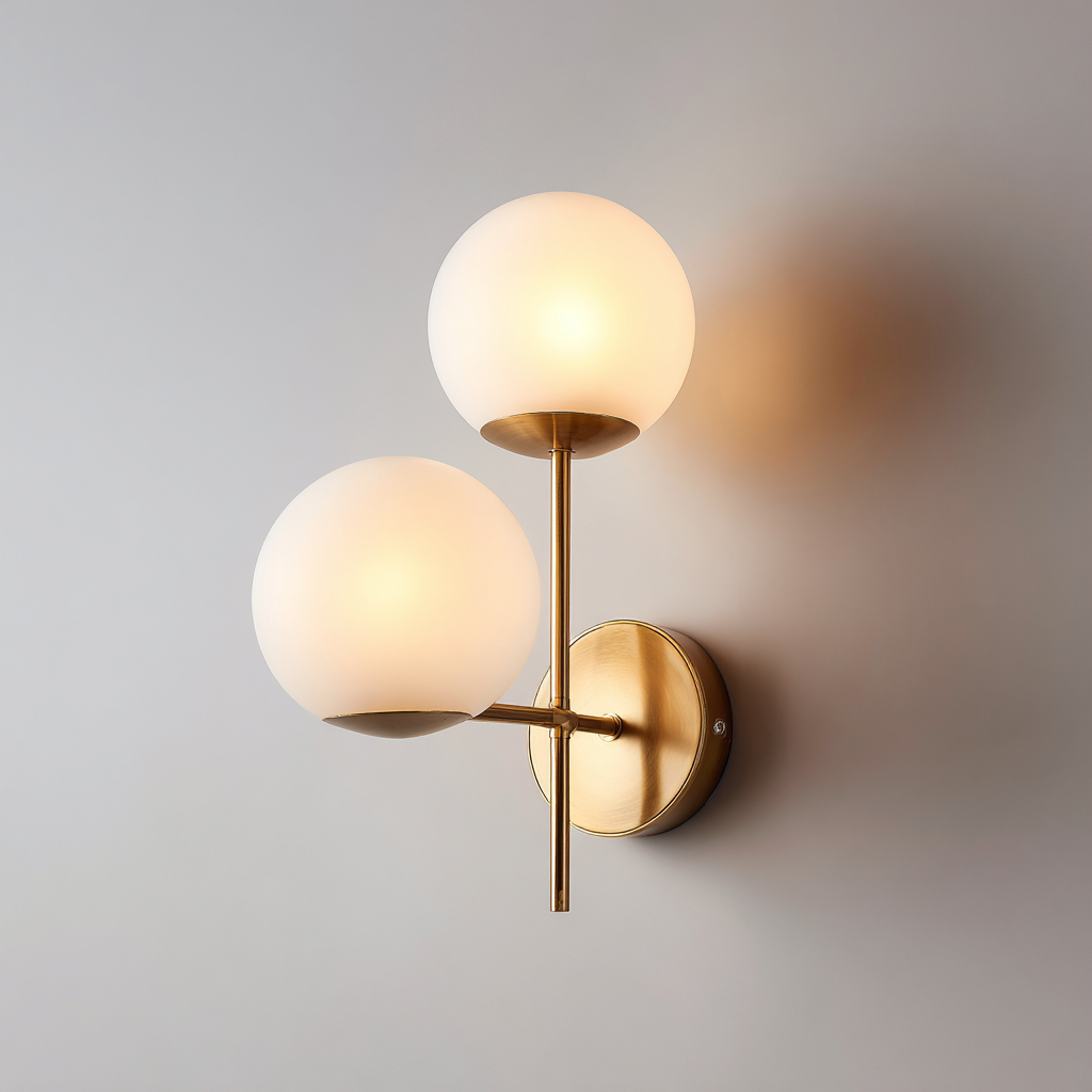 Applique da parete metallo vetro 20x15x45 cm - ottone-bianco - design moderno elegante-Comfyify