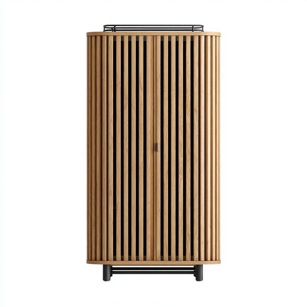 Armadio - legno di rovere e metallo - 100x50x190 cm - rovere naturale-nero - design moderno-Comfyify