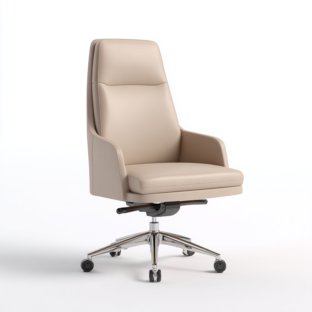 Sedia da ufficio pelle 68x70x115 cm - beige - con ruote - design ergonomico moderno-Comfyify